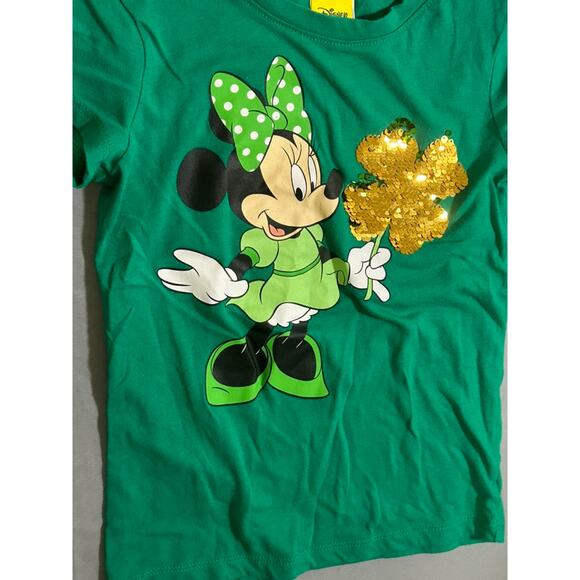 Disney Girls Green Minnie Clover T-Shirt - Size 6/6x - Picture 3 of 6
